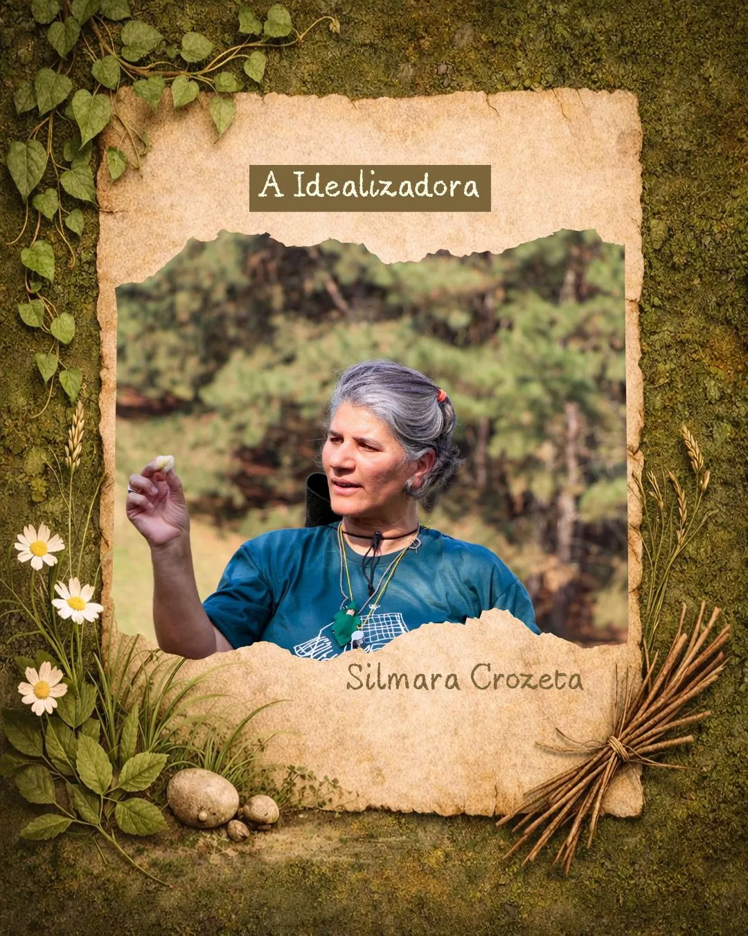 Silmara Crozeta em ambiente natural, durante atividade ao ar livre